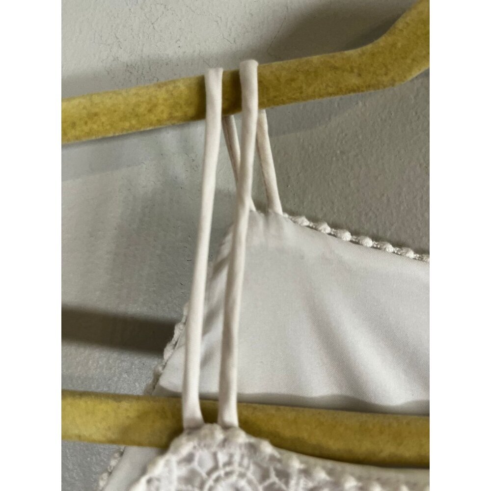 Floral Crochet Tank Dress White 6 Bridal Boho Indie Folk Eyelet Scalloped Chic - Picture 5 of 10